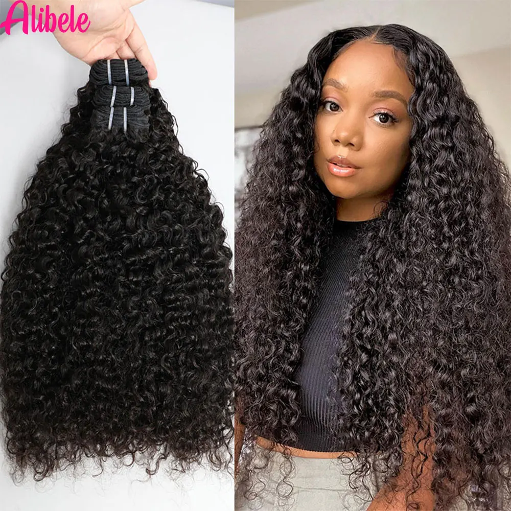 

Alibele Hair 12A Grade Burmese Curly Human Hair Bundle Deals Virgin Hair Weave Bundles Curly Hair Human Extensions Natural Color