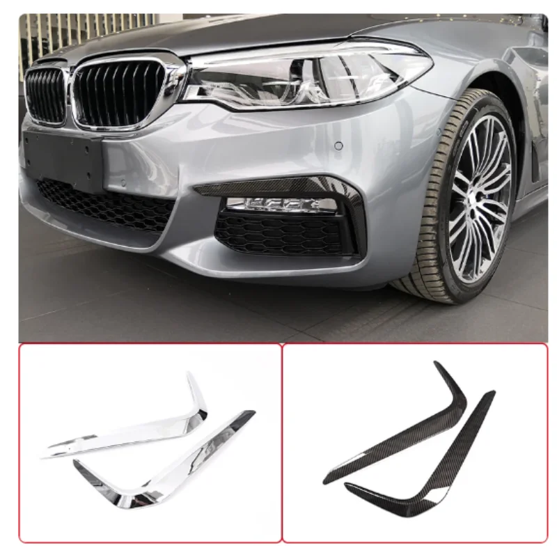 

For BMW 5 Series 2017 - 2023 ABS Chrome / Carbon Texture Car Front Fog Lights Lamp Eyelid Eyebrows Strips Cover Trim