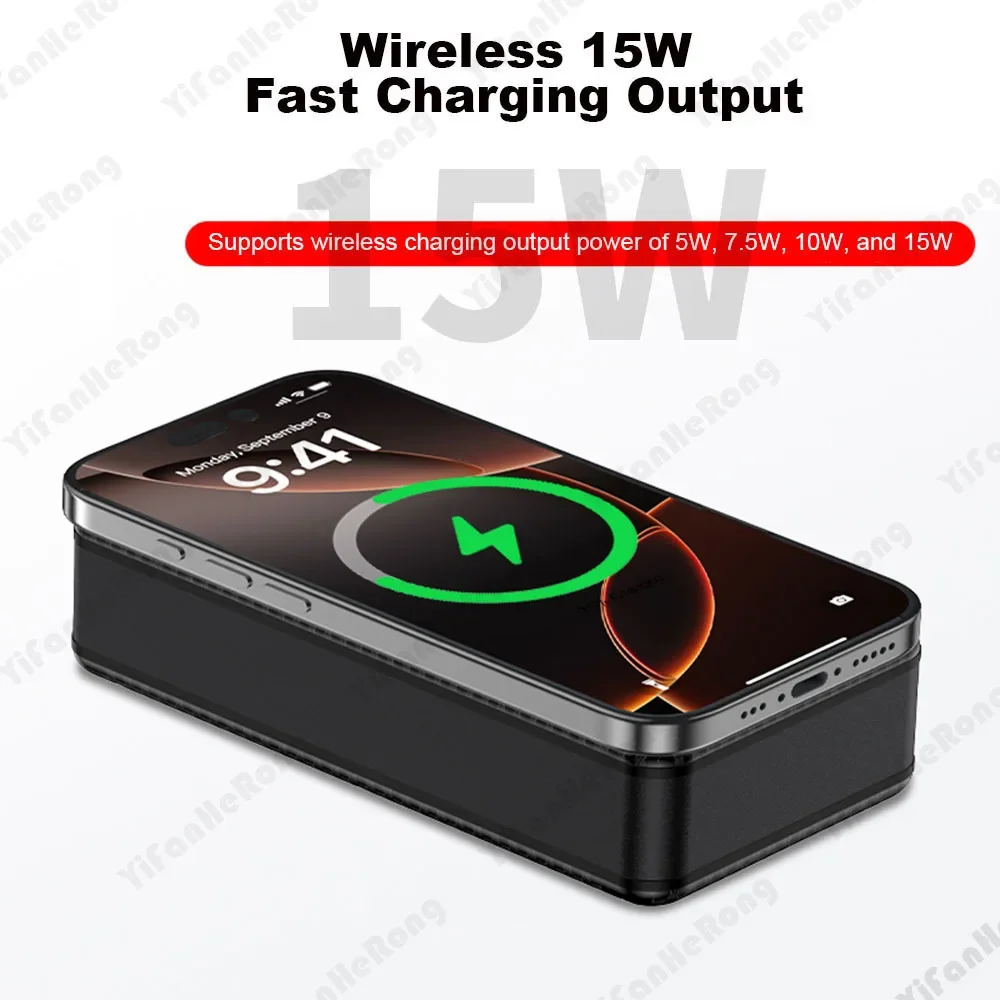 Obudowa powerbanku na 12 akumulatorów 18650 DIY z podwójnym USB, Type-C, ładowaniem bezprzewodowym 10W 22.5W 15W (akumulator nie jest dołączony) do telefonu P12 — zdjęcie produktu 4