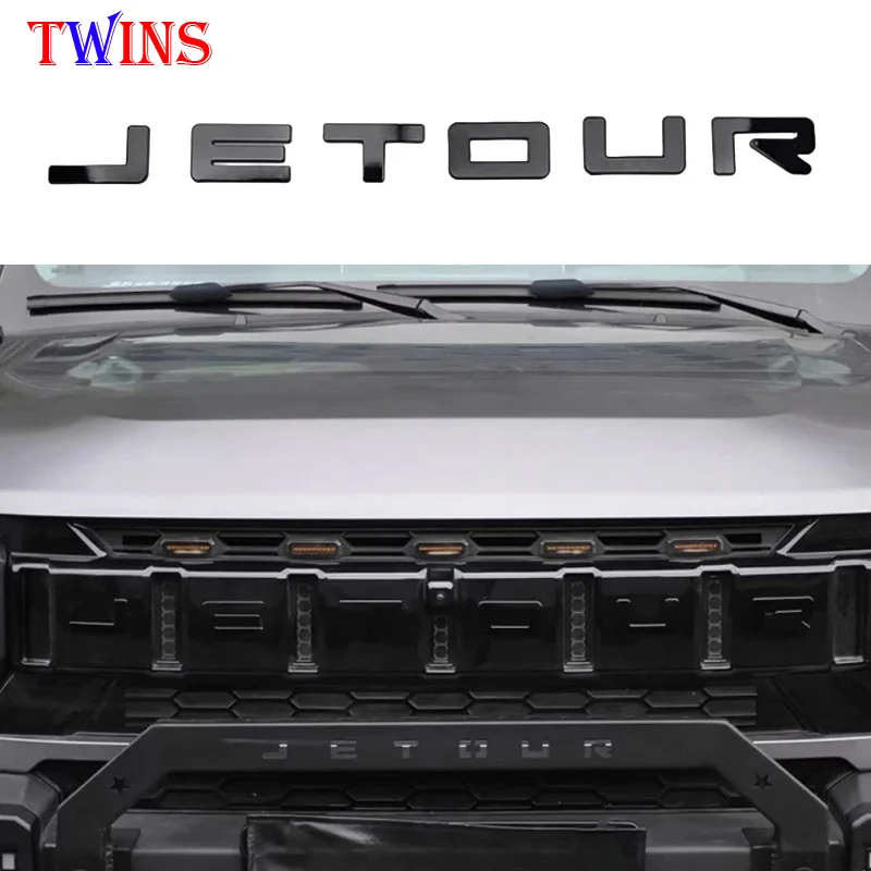 ABS Bright Black Grille Letter Marking Sticker Fit for JETOUR Traveler T2 2023-2025 Automobile Exterior Decoration Part