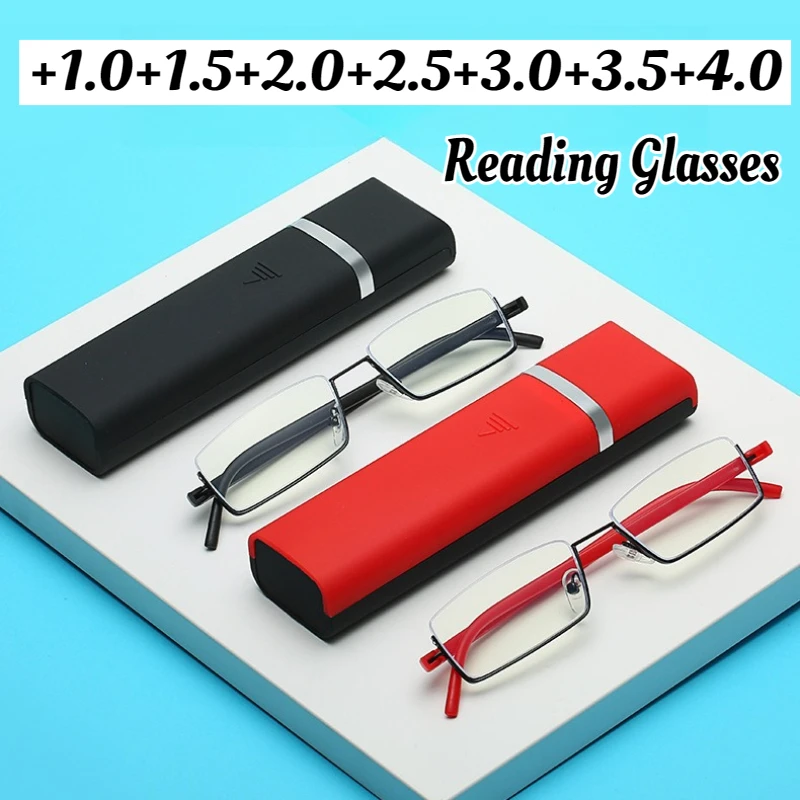 Lunettes Anti-rayons bleus presbytes mode demi-monture lunettes de lecture de personnalité portables pour hommes femmes lunettes d'ordinateur dioptrie