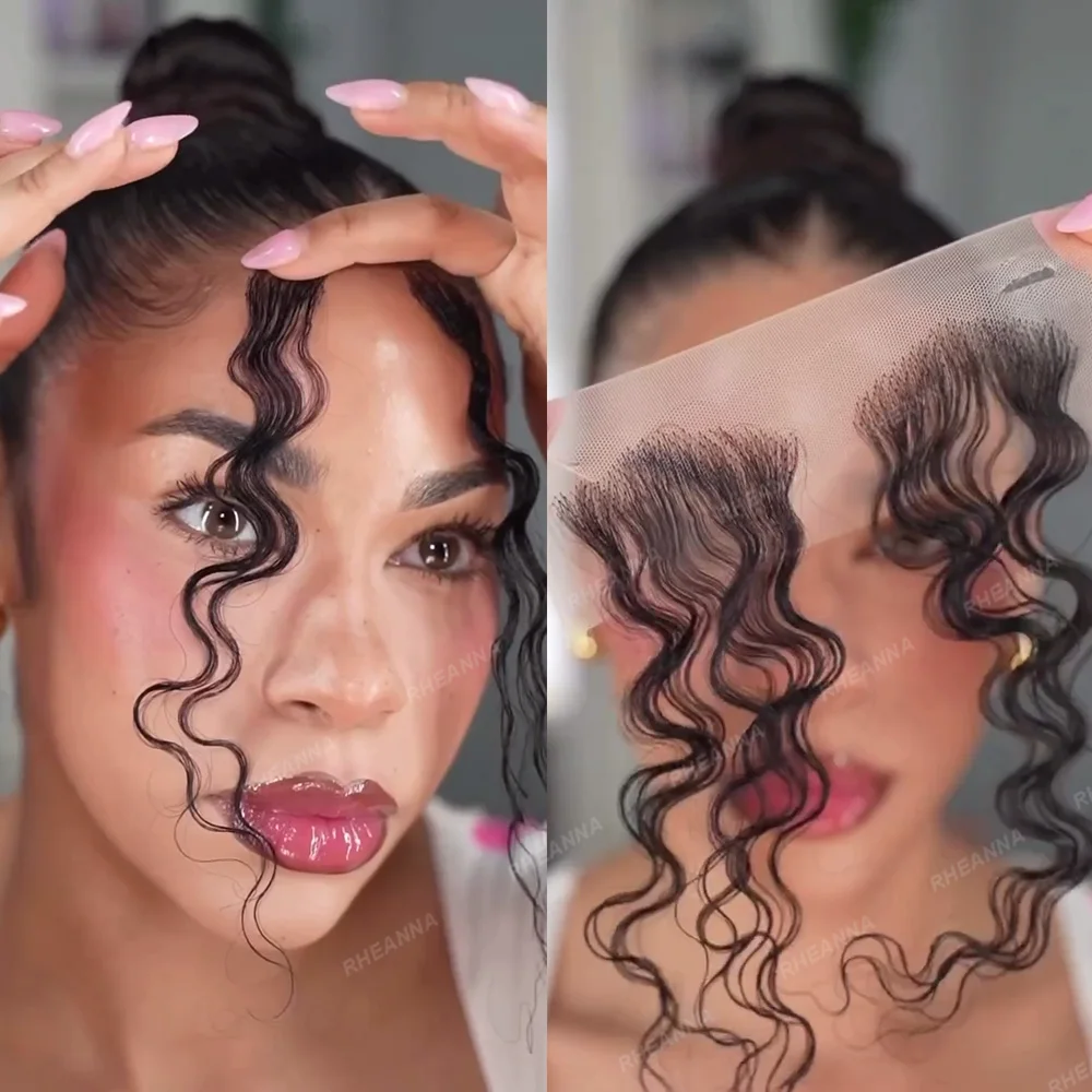 Baby Hair Stripes Transparent Lace Real Water Wave Curly Human Hair Baby Hair Edge Reusable Natural Invisible Hairline For Women