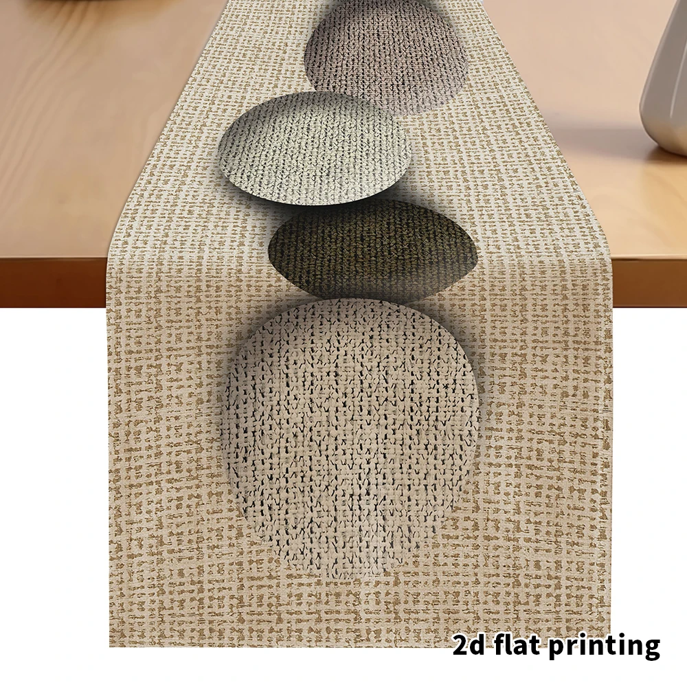 1-teiliger Tischläufer mit erdfarbenem Kieselsteinmuster, strukturierte Tischdecke aus Stoff im neutralen Stil.