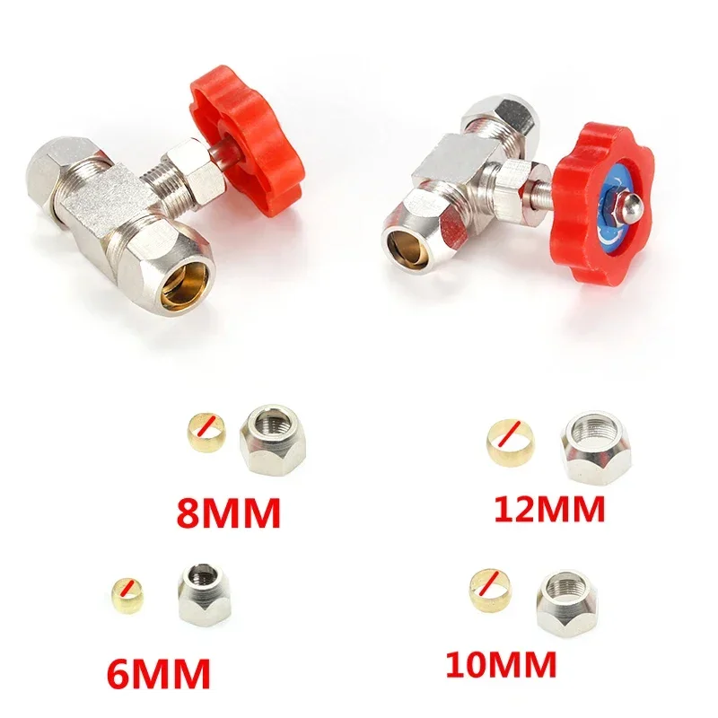 6mm 8mm 10mm 12mm Hole Dia Orange Plastic Handle Metal High Pressure Durable Tube Needle Type Globe Valve