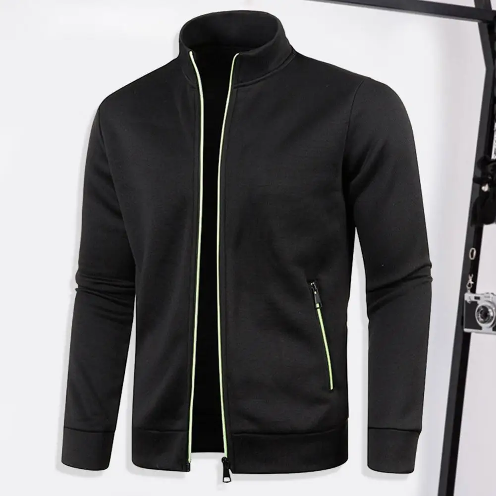 

Men Outerwear Men Bomber Jacket Men's Stand Collar Winter Coat with Neck Protection Zip Up Closure Thick Elastic for Autumn