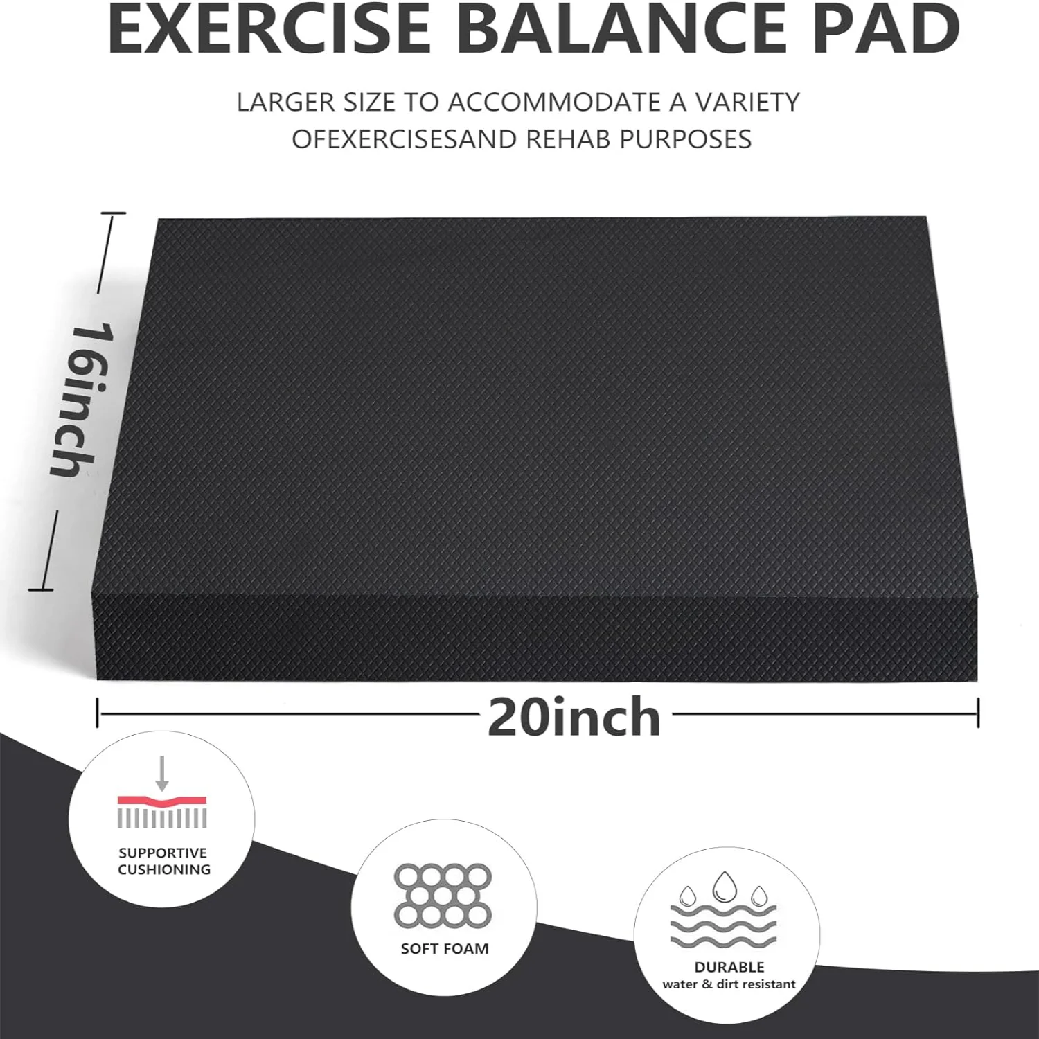 Large Non-Slip Balance Pad for Intense Fitness & Balance Workouts, Thick TPE Mat for Yoga, Pilates, and Physical Therapy, Slip R