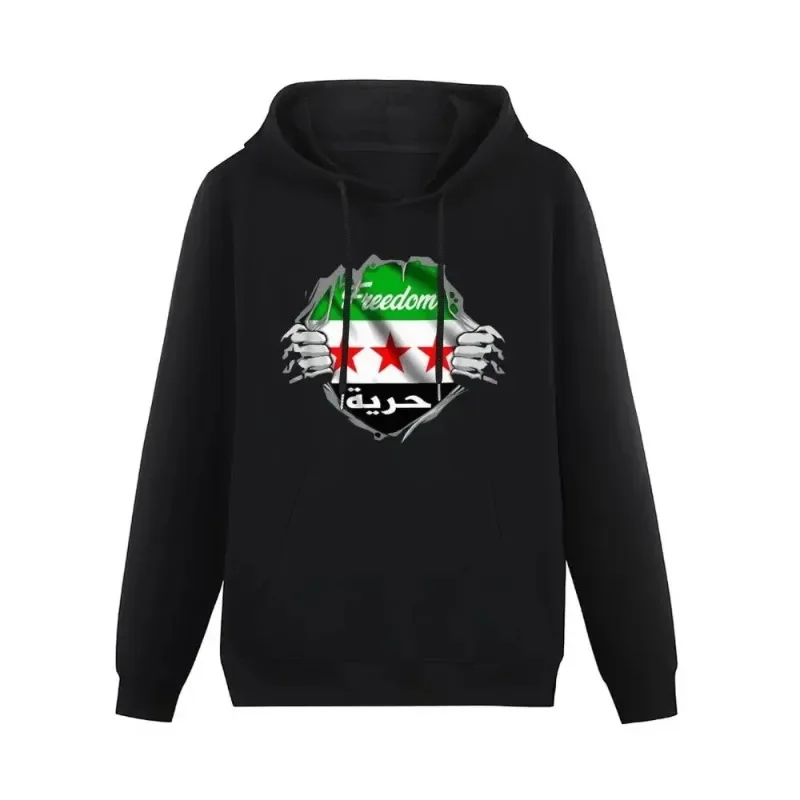 Syrian Flag National Emblem Pattern Men's Hoodie Fashion Casual Print Pullover Large Size Unisex Daily Long-sleeved Sports Tops