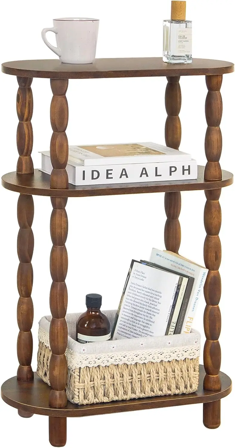 

Small Narrow Side Table, 3-Tier Narrow End Table with Storage, Skinny Side Table Nightstand for Small Space, Bedrooms, Living