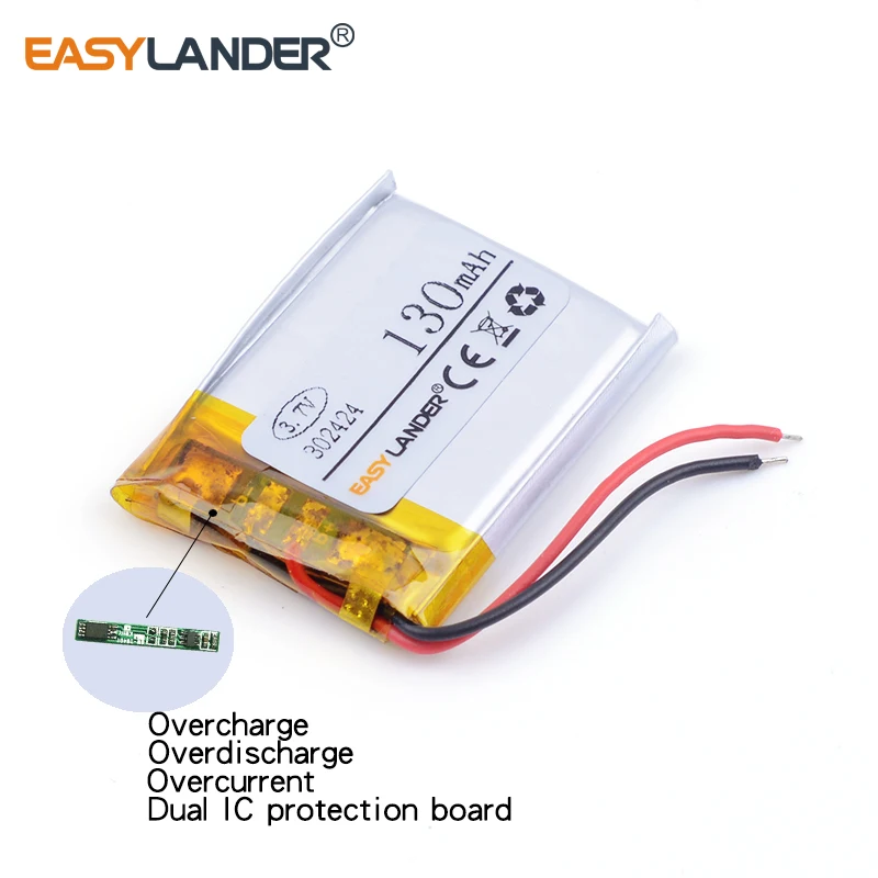 3,7 В 302424 302525   130 мАч перезаряжаемая литий-ионная литий-полимерная батарея для Bluetooth MP3 mp3 видеоручка камера DVR GPS