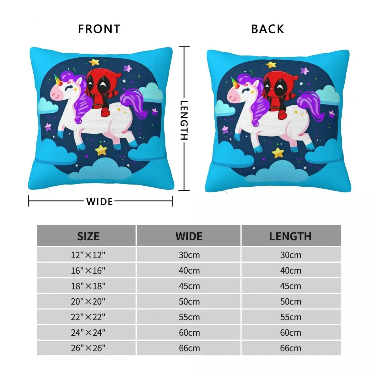 Deadpool Riding A Unicorn Pillowcase Printed Polyester Cushion Cover Decorative Throw Pillow Case Cover Chair Square 40X40