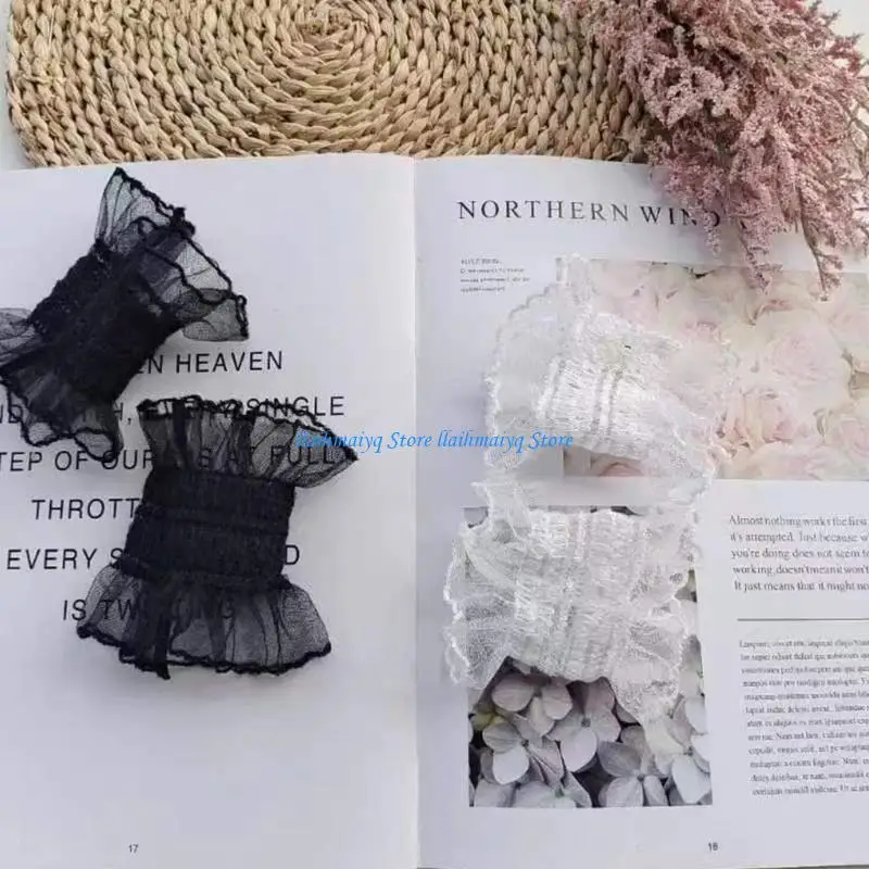 

573B Decorative Wrist Cuffs for Woman Elastic Cuffs Lace Decorate Shirt Sleeve Cuffs Summer Wrist Sunproof Accessories