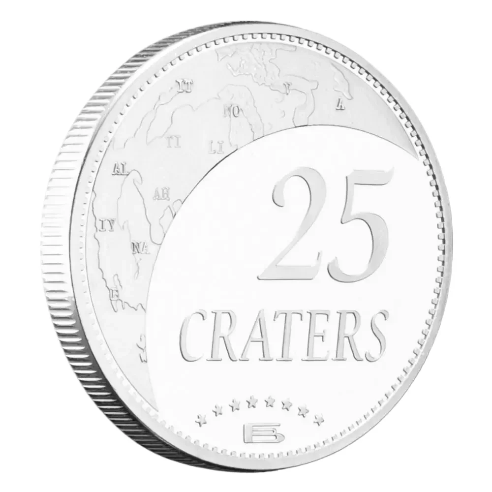 Lunar Republic 25 Craters Souvenir Coin Creative Gift Silvery Plated Basso-Relievo Collection Art