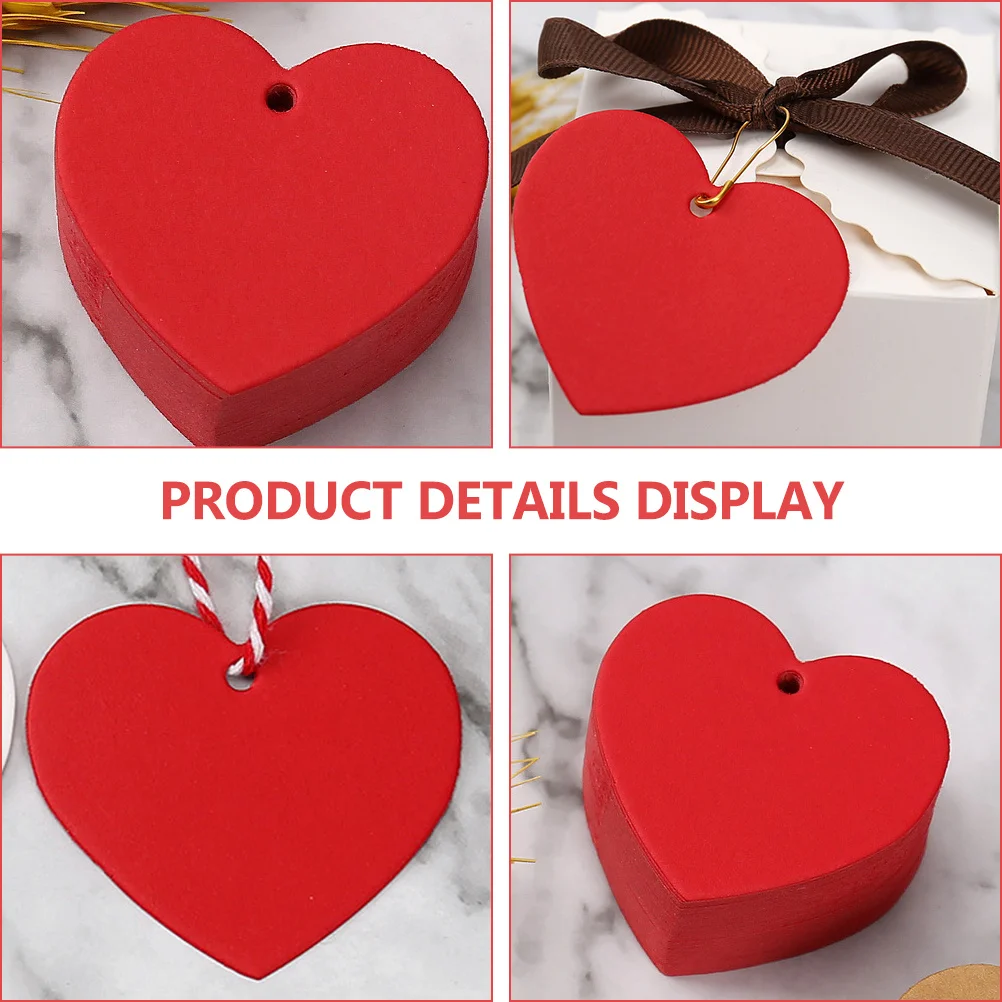 300 قطعة من العلامات الورقية على شكل قلب، علامات يدوية معلقة لعيد الحب، علامات هدايا فارغة محمولة على شكل قلب مزخرفة