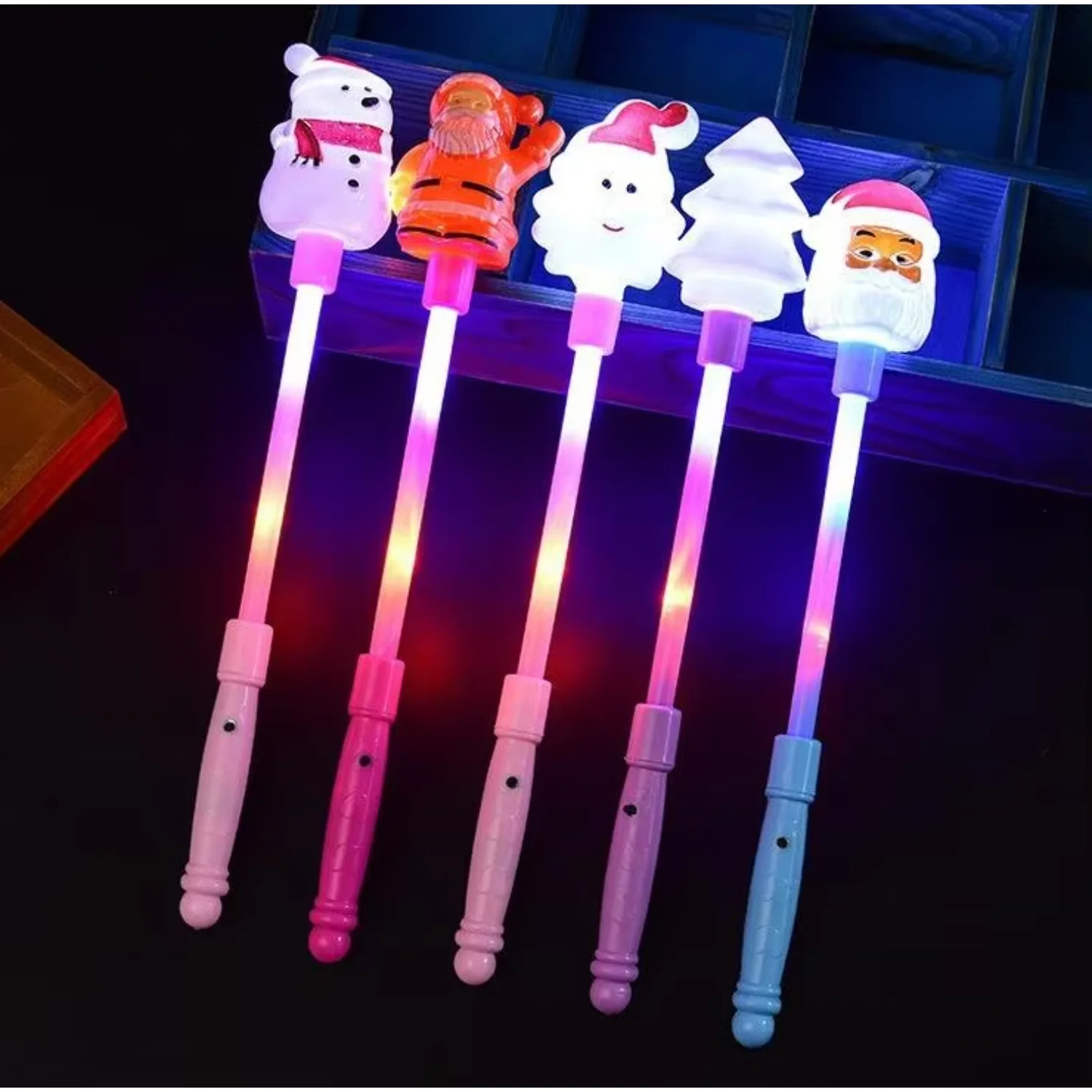 Wholesale Christmas Led  Stick Wands  Decoration Santa Snowman Luminous Glow Sticks Light Up Toys