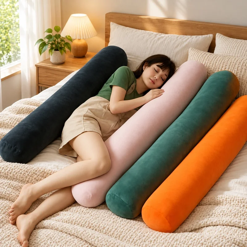 Ergonomic Long Body Pillow for Pregnancy Support, Ideal for Side Sleeping and Bedtime Reading Comfort