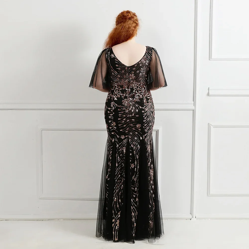 Robe de soirée sirène en tulle à paillettes pour femmes, robe longue noire, robes de soirée formelles, grande taille, tout ce qui est en stock, luxe, 2023