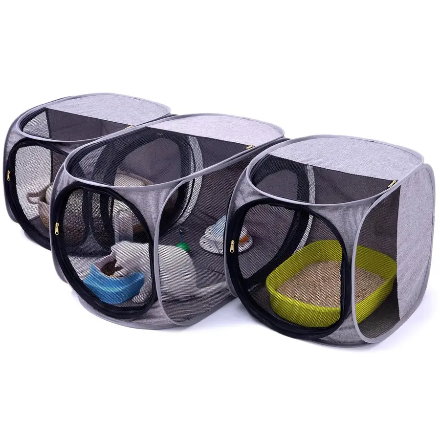 

Corner Cat Playpen for Indoor Use, Pet Playpen with Litter Box Compartment, Foldable amp Portable Enclosure for Kittens or Puppy