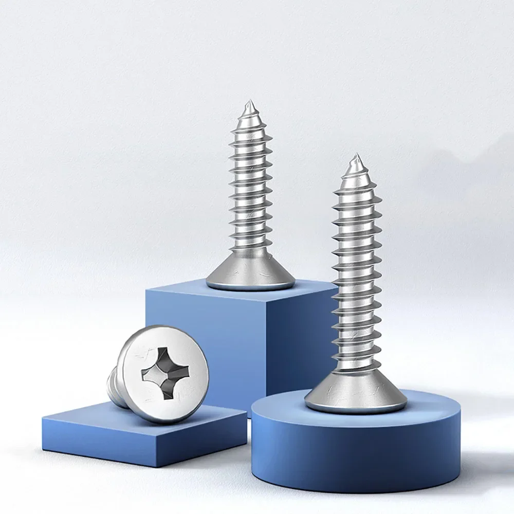 

10-50Pcs M2.2 M2.6 M3 M3.5 M4 M5 M6 A2 304 Stainless Steel Phillips Flat Countersunk Head Self-Tapping Screw Cross Wood Screw