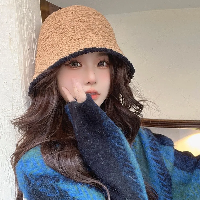 Winter Knitted Bucket Hat Men Women Fashion Korean Style Hip Hop Graffiti Fishing Fisherman Hat Outdoor Travel Windproof Gorros