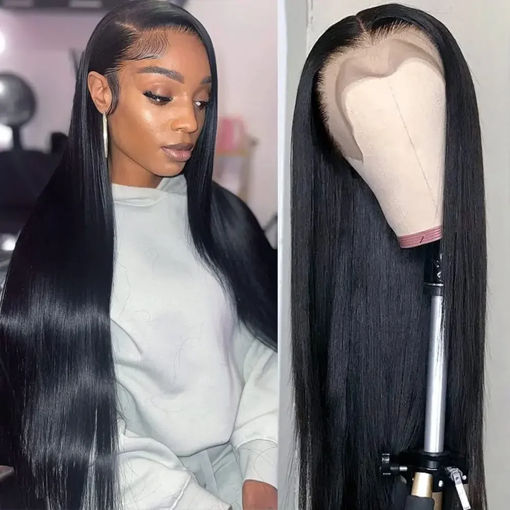 Brazilian Human Hair Wig 13x4 13x6 Lace Front Wigs Human Hair 28 Inch Straight 4x4 Human Hair Wig with Baby Hair 180% Density