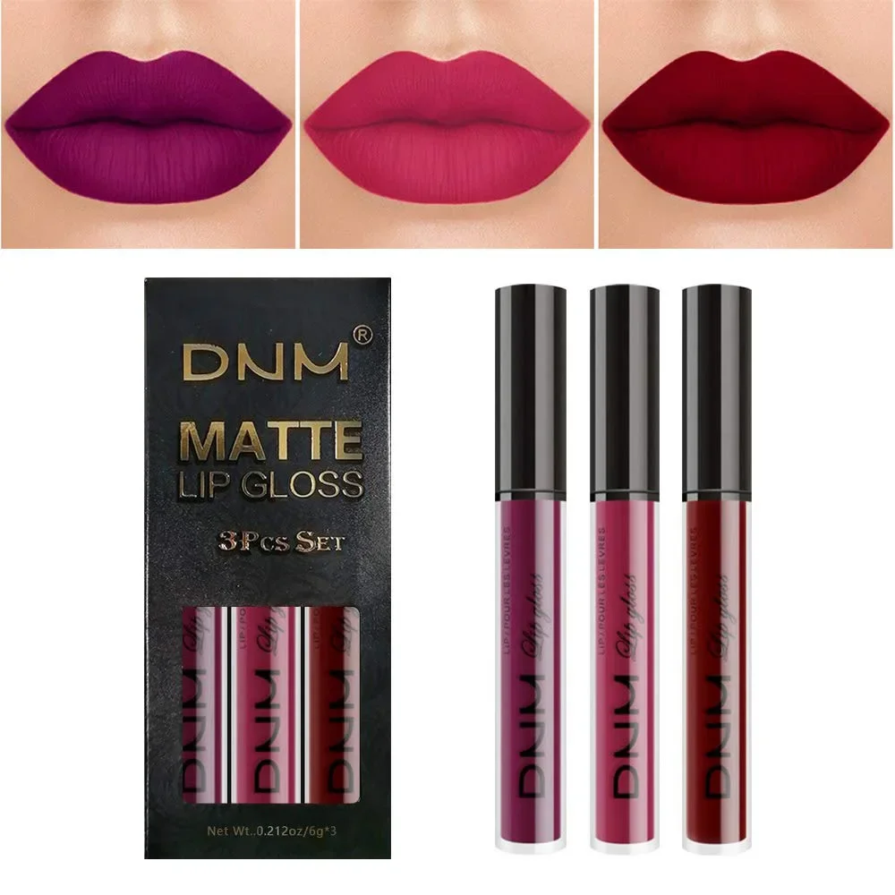 New 3pcs/set Liquid Lipstick Waterproof Long Lasting Cosmetic Black Blue Purple Green Matte Lip Gloss Nude Lip Tint Stain Makeup