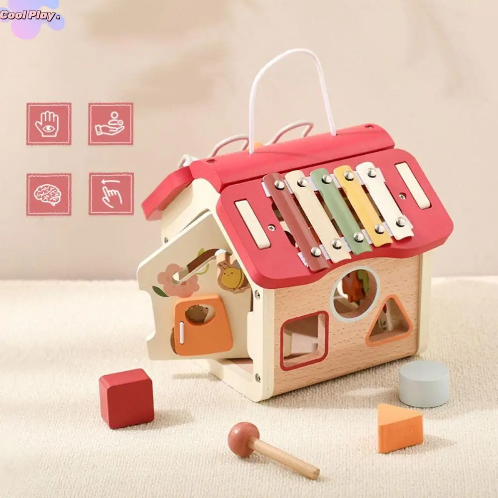 

Busy Board Kids Wooden Montessori Toys Early Education Shape Sorter House Building Blocks Puzzle Toys Interactive