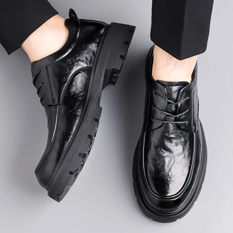 

Модная городская деловая повседневная кожаная обувь для джентльменов, брендовая удобная дорожная обувь на толстой подошве, элегантные мягкие мужские туфли-оксфорды