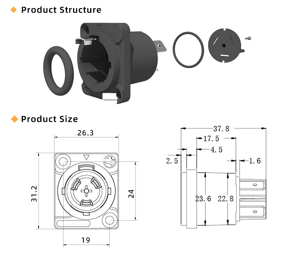 NAC3FX 16A PowerCON Aviation Steckdose Power Eingang Ausgang Adapter IP65 Für Industrielle Steuerung LED Bildschirm Licht Audio Signal ﻿ – Detail 12