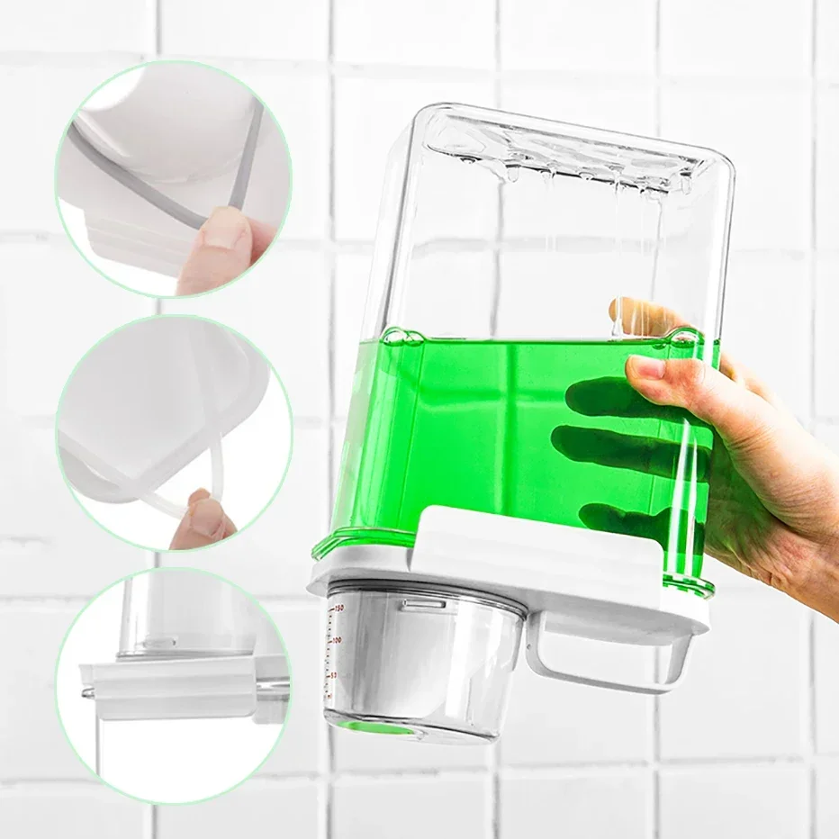 Detergent Dispenser Refillable Laundry Detergent Dispenser Empty Powder Tank Softener Bleach Storage Container with Scale