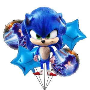 Sonic Cartoon Party Supplies für Jungen, Einwegbesteckset, Pappteller, Glas, Servietten, Babypartydekorationen, Geburtstagsfeier, neu 6 Hauptverkaufs Geburtstag Souvenir Kit - №5