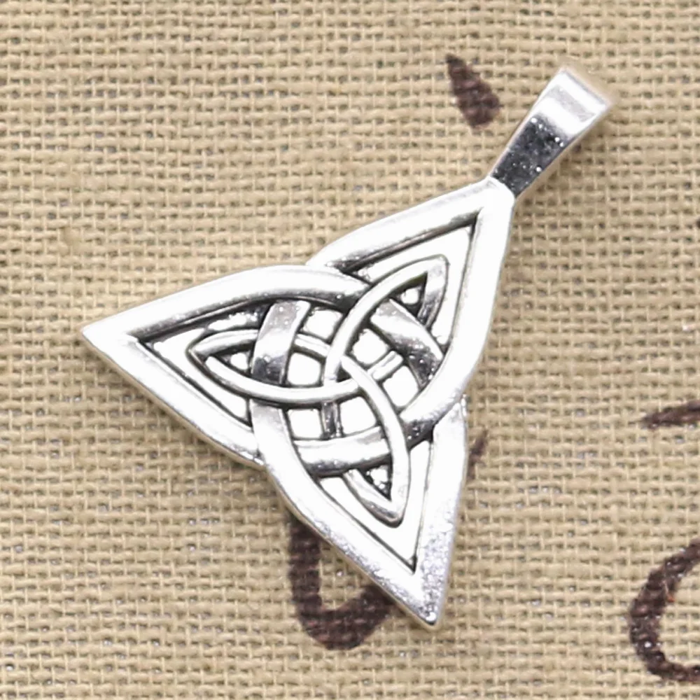 6pcs Charms Irish Knot Amulet Talisman 28x24mm Antique Bronze Silver Color Pendants DIY Making Finding Handmade Tibetan Jewelry