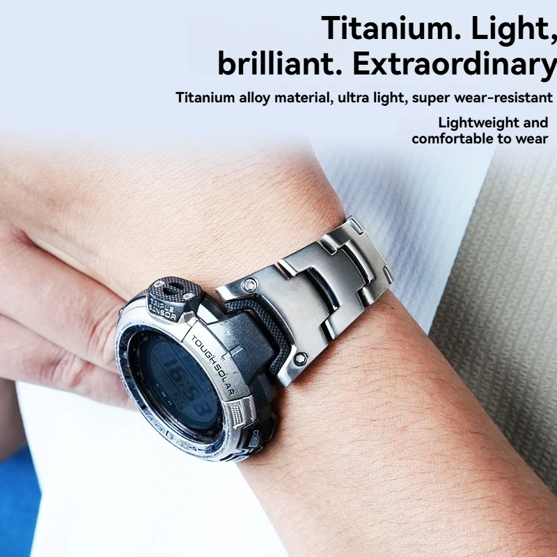 حزام سبائك التيتانيوم لسلسلة كاسيو PROTREK PRG-110Y/C/PRW-1300Y/PRG-130Y/PRW-1500Y ملحقات حزام الساعات من السيليكون الراتنج للرجال #2