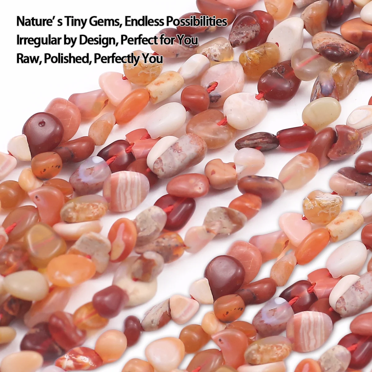 6-8mm Natural Red Australian Opal Irregular Freeform Beads Tumbled Stone Loose Beads DIY Bracelet Necklace Jewelry Making
