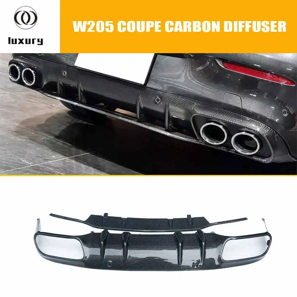 

Real Carbon Fiber Rear Bumper Lip Diffuser Splitter for Benz w205 C205 Coupe 2DR C180 C200 C220 C300 C43 C63 With Sports Bumper