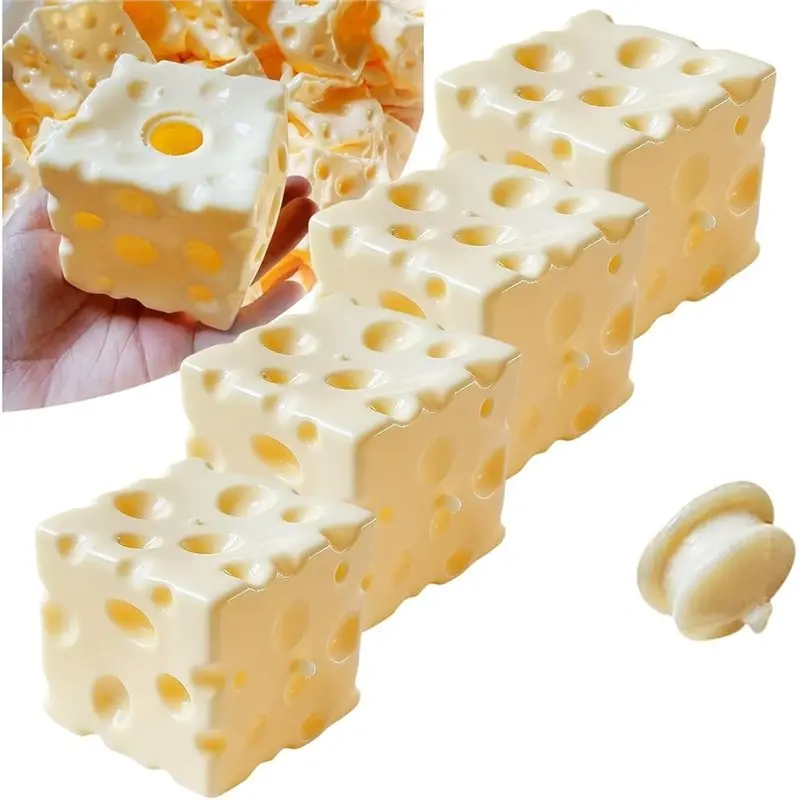 Slow-Rise Fidget Shells, Cheese Squishy Stress Ball Squeeze Bases With Hole Plugs, DIY For Anxiety Relief