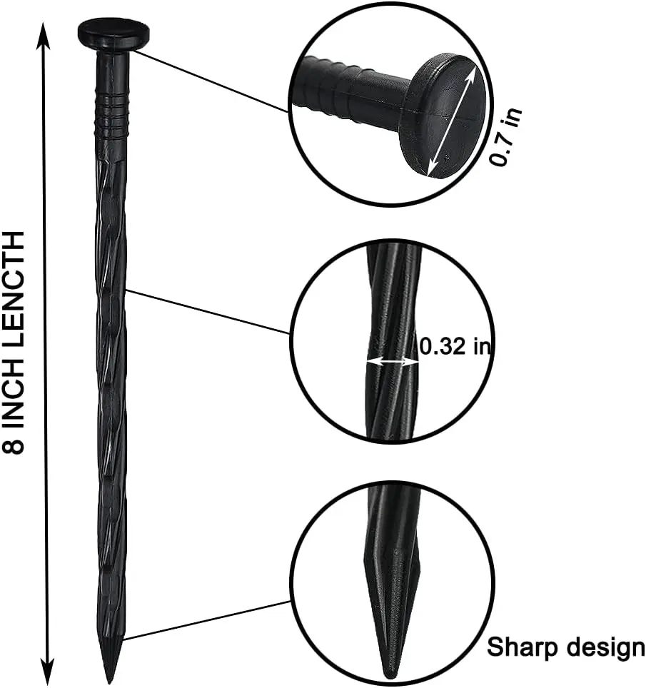 30 Pcs Spiral Landscape Anchoring Spikes 8 Inch Landscaping Fabric Edging Anchoring Stakes Plastic Edging Nails