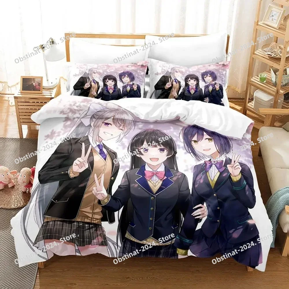 2025년 개성 있는 가상 유튜버 츠키노 미토 침구 세트 베개 커버 포함 부드러운 싱글 더블 퀸 킹 사이즈