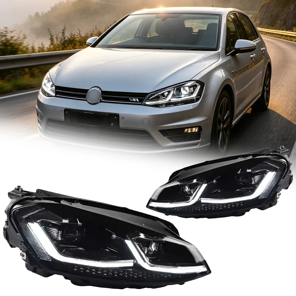 TYPY 2 Stück Für Golf 7 2013-2017 MK7 Upgrade 7.5 Design LED Auto-Scheinwerfer-Set DRL Bifokal-Linsenlampe Zubehör