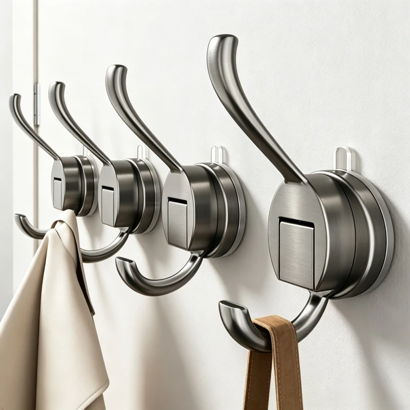 Saugnapfhaken für Dusche und Badezimmer, robust, abnehmbar, wasserdicht, ohne Bohren, hält Handtücher und Bademäntel an Glas, Fliesen, Spiegel und Türen – Detail 2