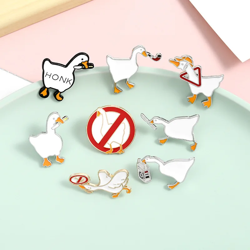 Untitled Goose Game Cartoon cute Animal Enamel Pins Brooches Clothing Backpack Lapel Badges Jewelry Accessories For unisex gift