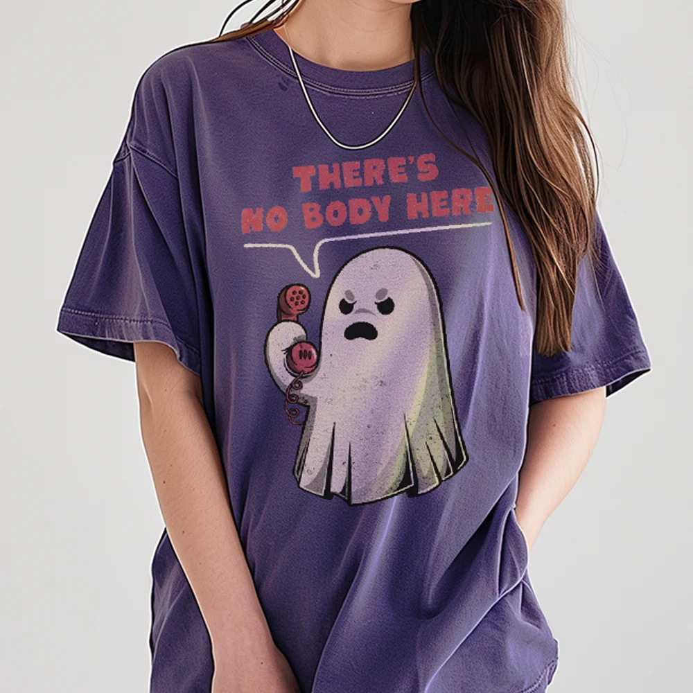 

Женская футболка с принтом призрака на Хэллоуин, новинка 2024, топ оверсайз из денима, уличный топ с коротким рукавом в стиле унисекс, в стиле хип-хоп