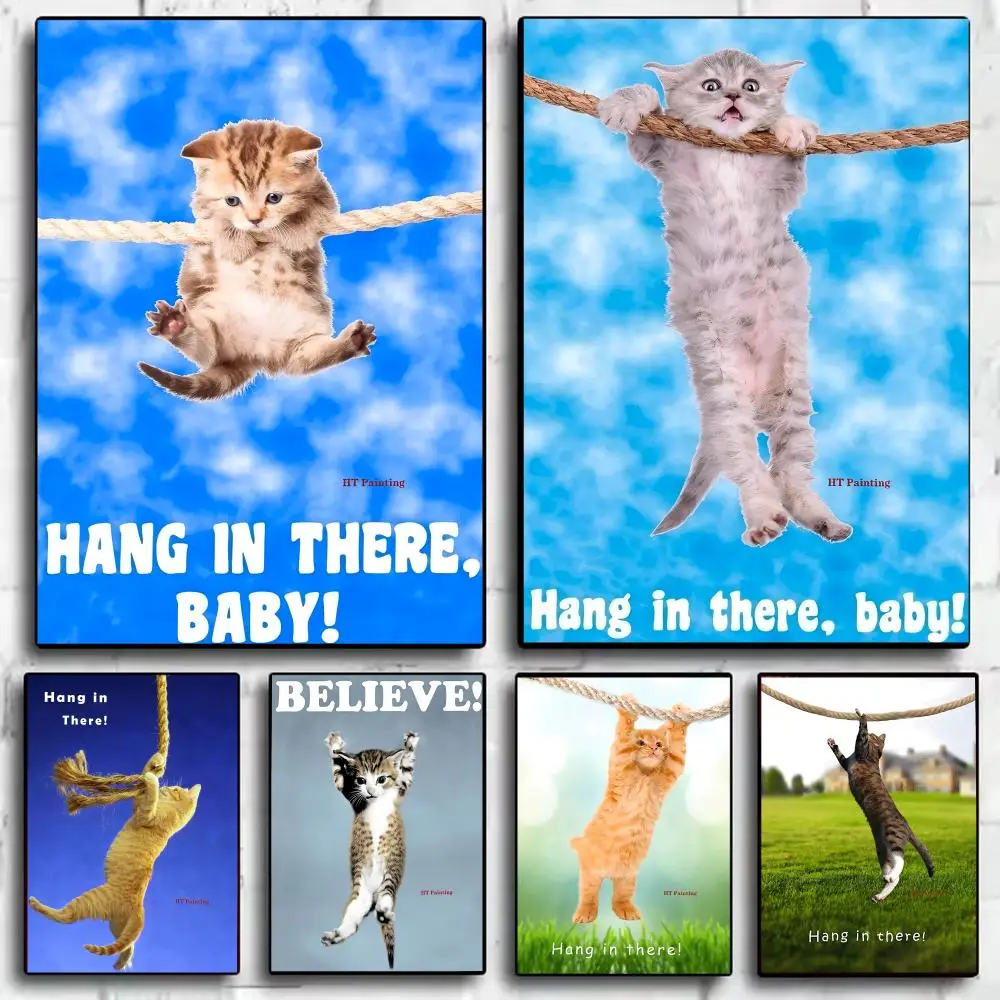 Healing Cute Yoga Cat Art Poster Room Wall Art Decor Waterproof Stickers For Home Bar Bedroom Decoration