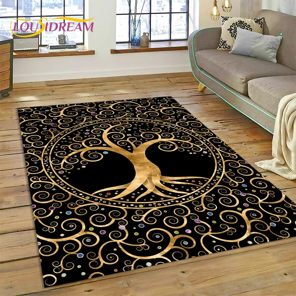 Tree of Life Nordic Mythology Yggdrasil Area Rug,Carpet for Home Living Room Bedroom Sofa Doormat Decor,kids Non-slip Floor Mat