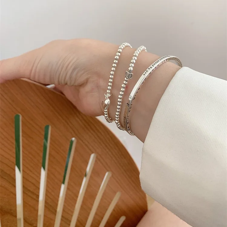 MEETSOFT Armbänder aus 925er-Sterlingsilber mit Kugel-Herz-Geometrie für Frauen und Mädchen, minimalistisch, elegant, Temperament, edler Schmuck, Geschenk