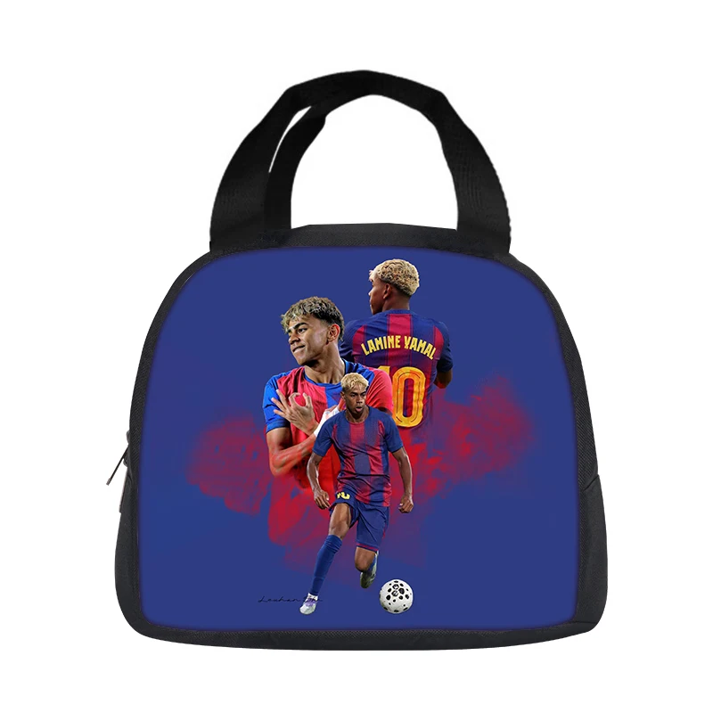 Insulated Lunch Bag L-Lamin Yamal Football Star Student Bento Food Container Bags Reusable Thermal Cooler Lunch Box Handbag