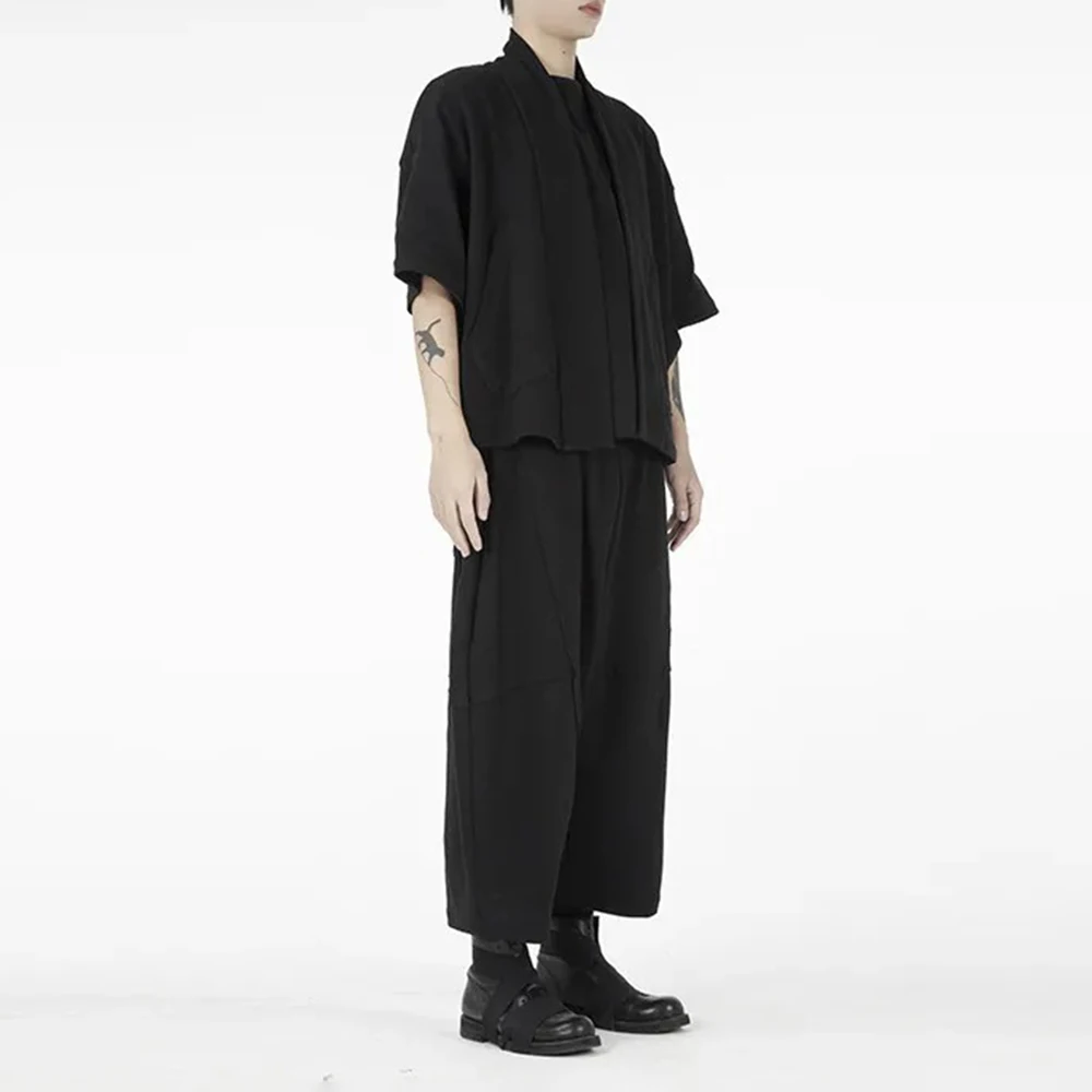 XS-5XL Men's Solid Color Wide-Leg Trousers American Retro Fashion Trend Loose Casual Breathable Niche Summer New Men's Bottoms