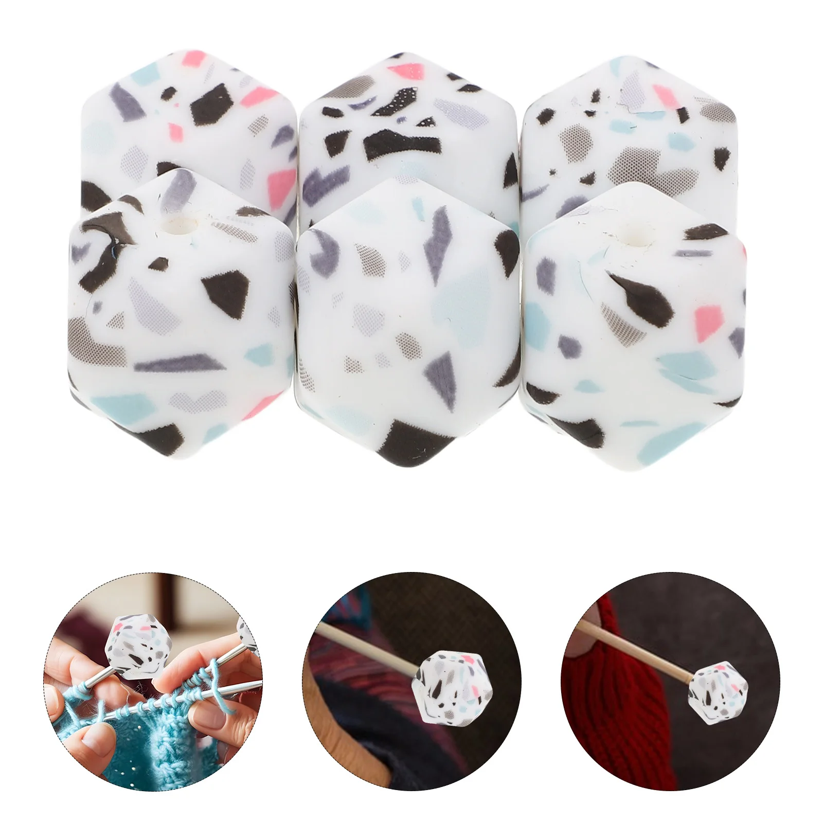 

50Pcs Knitting Needle Point Protectors Hexagon Silicone Needle Caps Stoppers for Weaving Crochet Sewing Tools Sewing Accessories