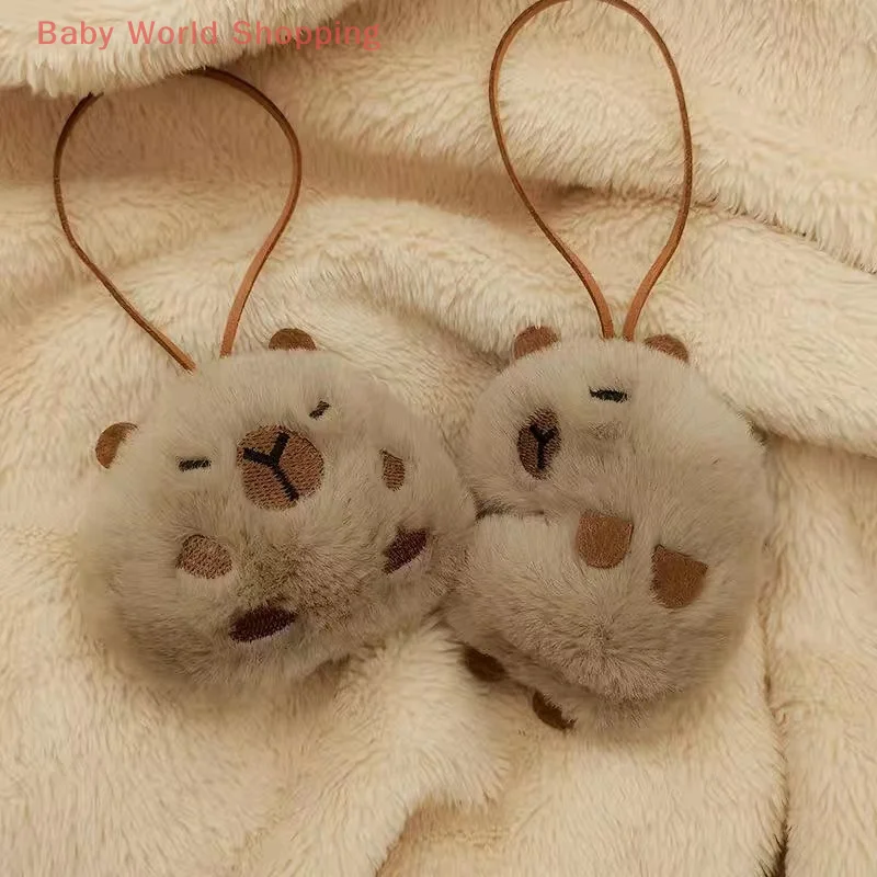 Porte-clés Capybara en peluche Kawaii, marque Anti-perte, étiquette nominative, pendentif pour sac à dos de maternelle, décor