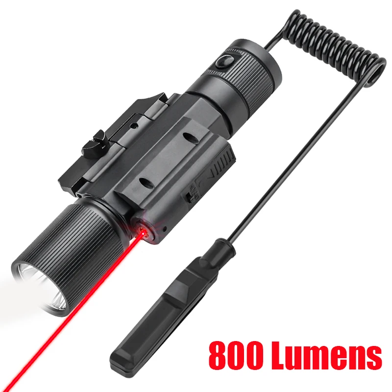 

800 Lumens Rifle Flashlight Laser Sight Combo Weapon Gun Light with Remote Pressure Switch Hunting Shooting Airsoft Accessories