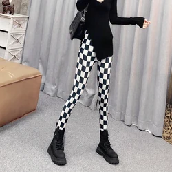 Summer Women's Leggings 2022 New Plaid Thin Elastic Printing Fashion Pants Trend Sports Yoga Pants Travel Sunscreen  Gothic